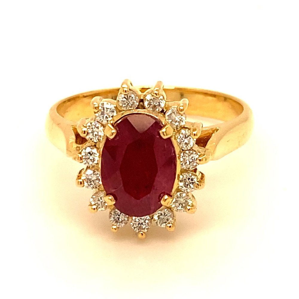 Certified Ruby 2.80ct Diamonds Solid 18K Gold Ring